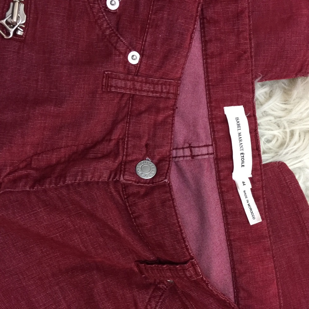 Isabel Marant Red IVO Zipper Corduroy Crop Pants - Picture 6 of 8